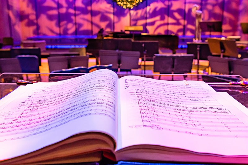 pages of music on a stand